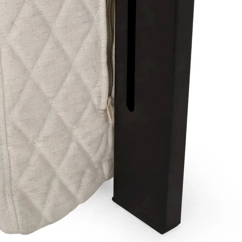 Tête de lit Queen Wingback avec coutures capitonnées en losange, beige / coquille d'œuf / gris foncé, style moderne, lit 1 personne