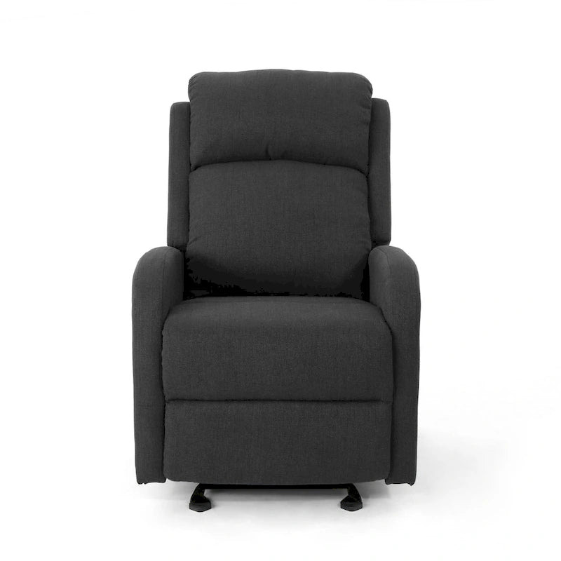 Fauteuil berçant inclinable en tissu bleu marine/gris foncé avec dossier cascade et mécanisme à levier - 1 place