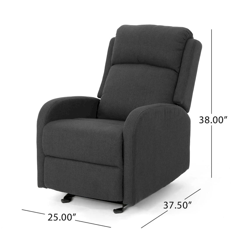 Fauteuil berçant inclinable en tissu bleu marine/gris foncé avec dossier cascade et mécanisme à levier - 1 place