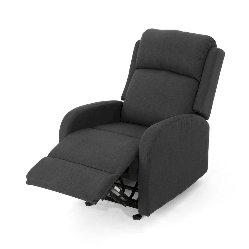 Fauteuil berçant inclinable en tissu bleu marine/gris foncé avec dossier cascade et mécanisme à levier - 1 place