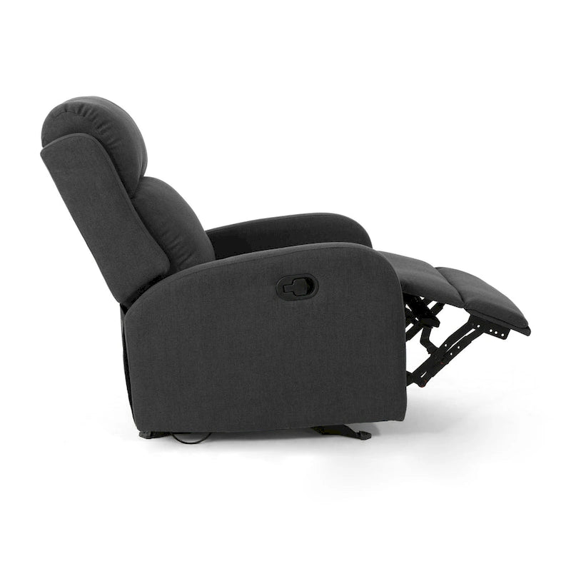 Fauteuil berçant inclinable en tissu bleu marine/gris foncé avec dossier cascade et mécanisme à levier - 1 place