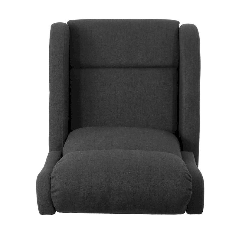 Fauteuil berçant inclinable en tissu bleu marine/gris foncé avec dossier cascade et mécanisme à levier - 1 place