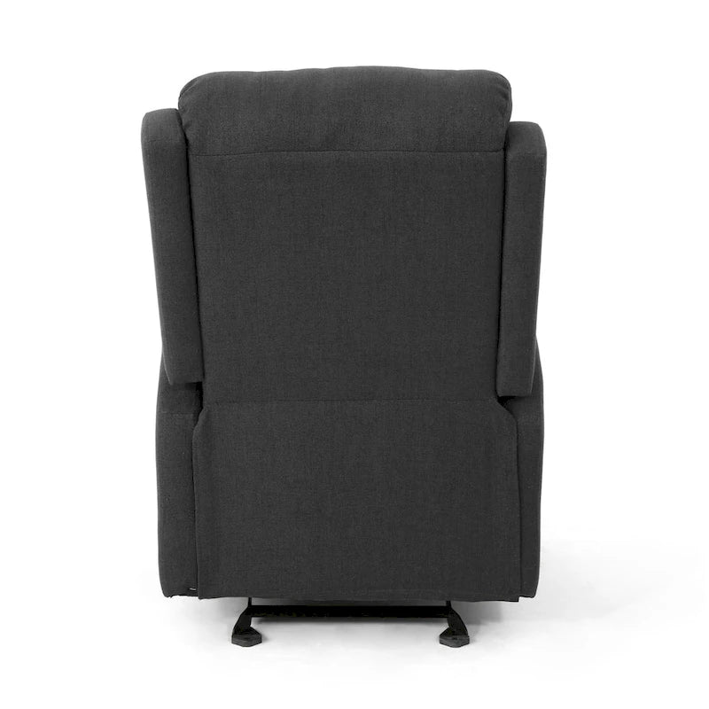 Fauteuil berçant inclinable en tissu bleu marine/gris foncé avec dossier cascade et mécanisme à levier - 1 place