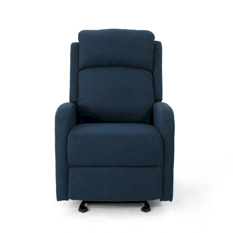 Fauteuil berçant inclinable en tissu bleu marine/gris foncé avec dossier cascade et mécanisme à levier - 1 place
