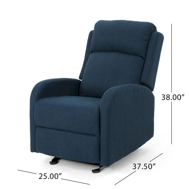 Fauteuil berçant inclinable en tissu bleu marine/gris foncé avec dossier cascade et mécanisme à levier - 1 place