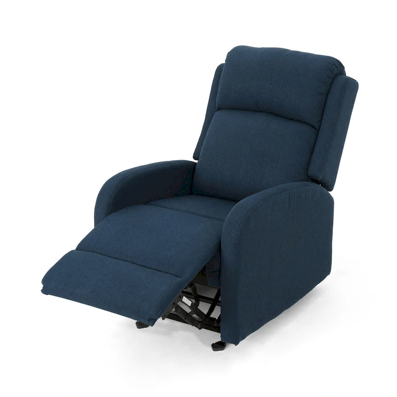 Fauteuil berçant inclinable en tissu bleu marine/gris foncé avec dossier cascade et mécanisme à levier - 1 place