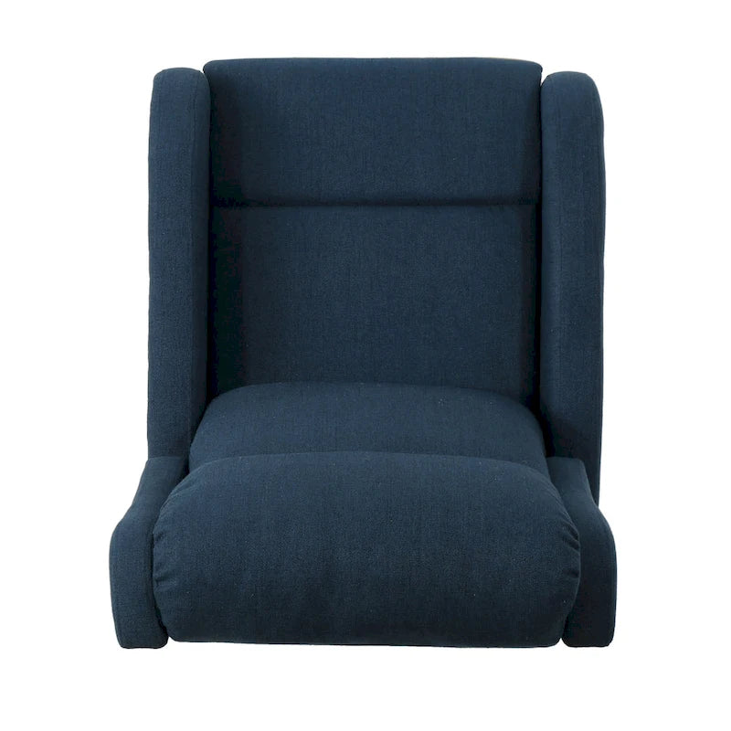 Fauteuil berçant inclinable en tissu bleu marine/gris foncé avec dossier cascade et mécanisme à levier - 1 place