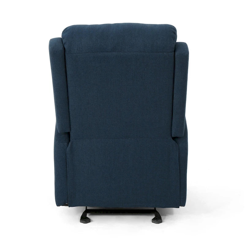 Fauteuil berçant inclinable en tissu bleu marine/gris foncé avec dossier cascade et mécanisme à levier - 1 place