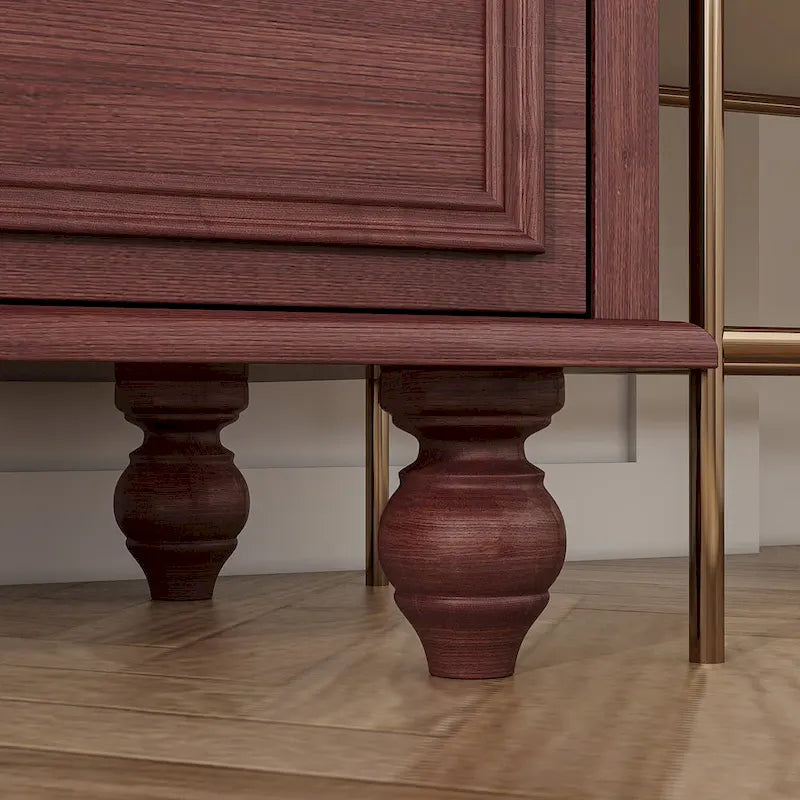 Commode en bois à 9 tiroirs avec glissières métalliques, blanc / noir / rouge foncé, style moderne, chambre 1 personne