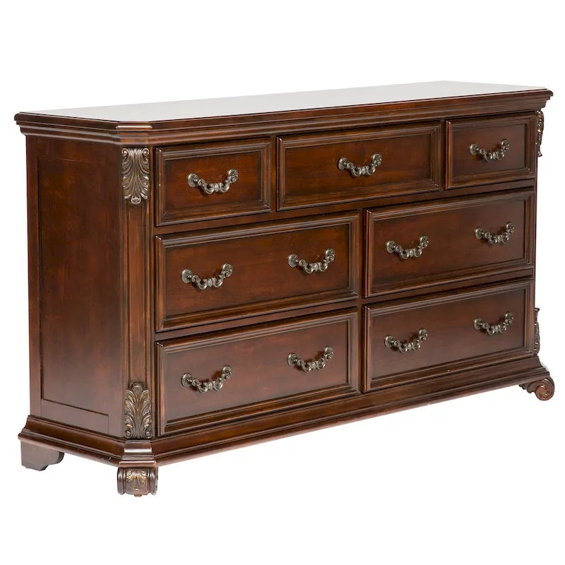 Commode 7 tiroirs Cognac avec miroir