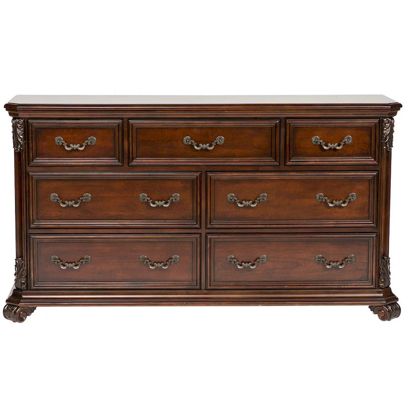 Commode 7 tiroirs Cognac avec miroir