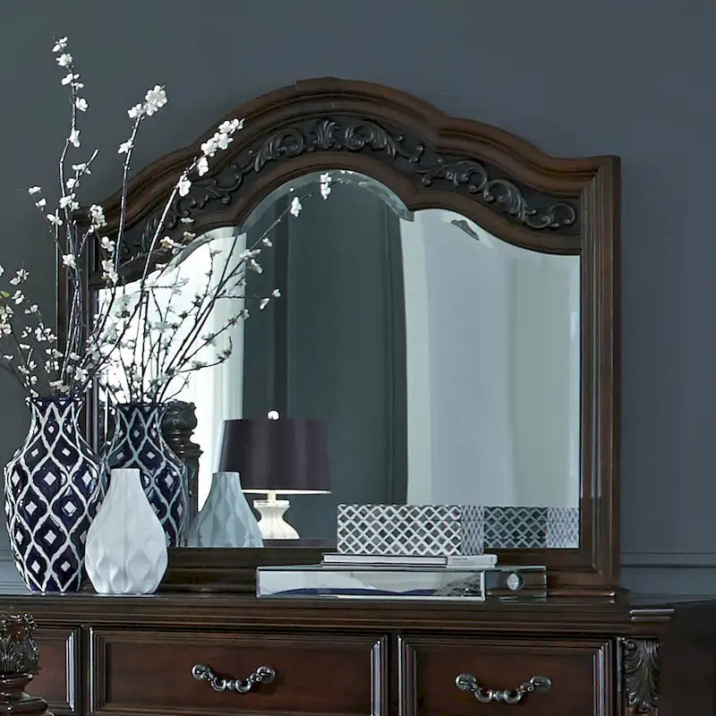 Commode 7 tiroirs Cognac avec miroir