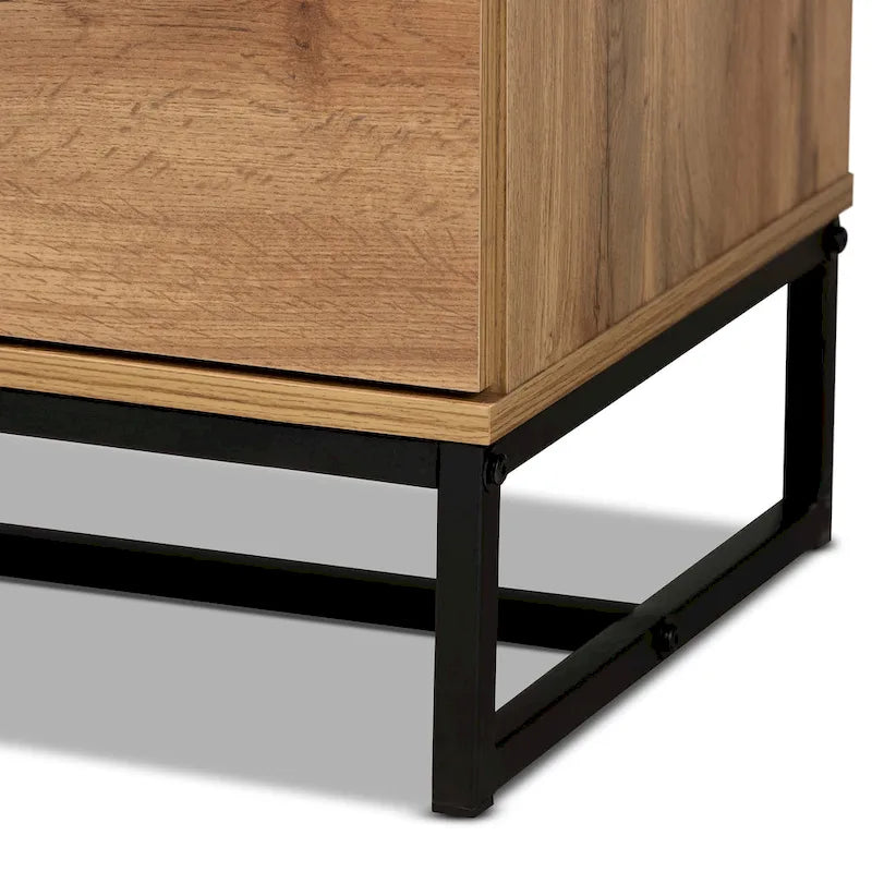 Commode de chambre à 5 tiroirs avec pieds en métal noir, chêne, style moderne, chambre 1 personne