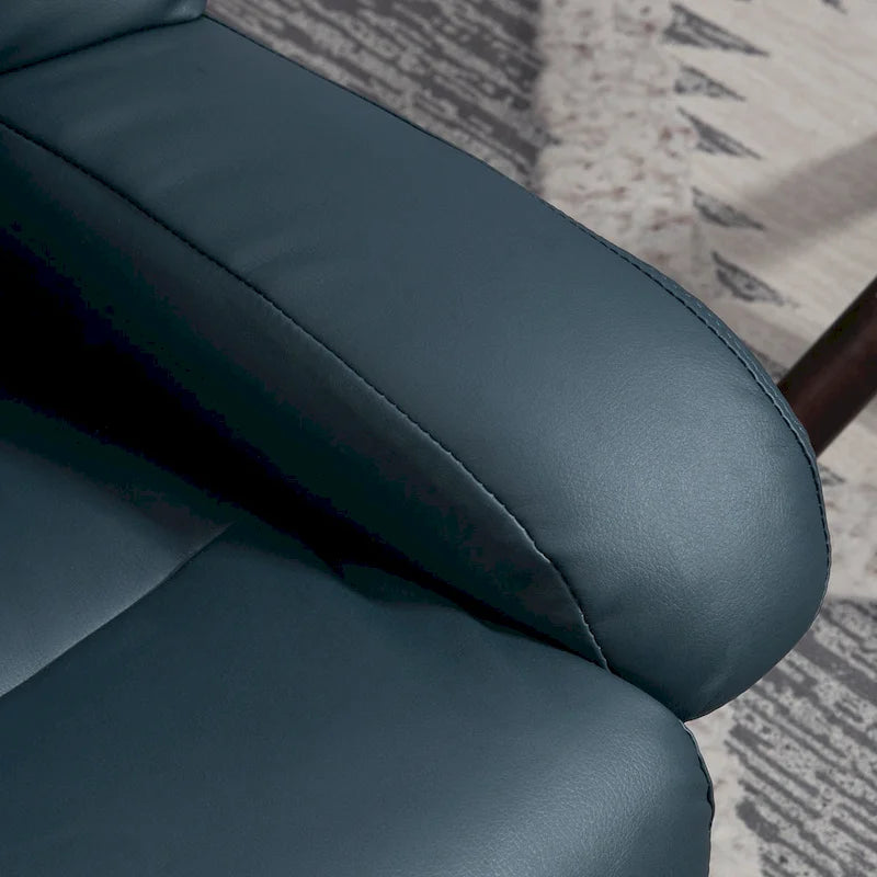 Fauteuil inclinable de massage pivotant à 360° en similicuir gris/bleu avec pouf – 1 place