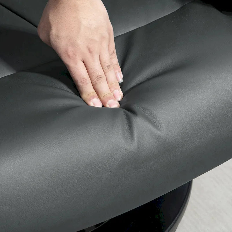 Fauteuil inclinable de massage pivotant à 360° en similicuir gris/bleu avec pouf – 1 place
