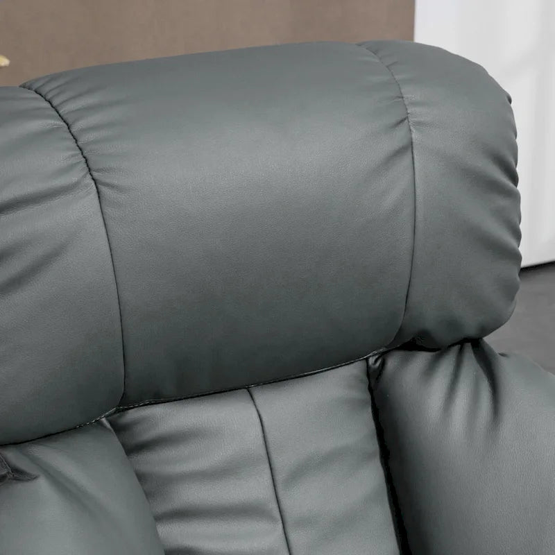 Fauteuil inclinable de massage pivotant à 360° en similicuir gris/bleu avec pouf – 1 place