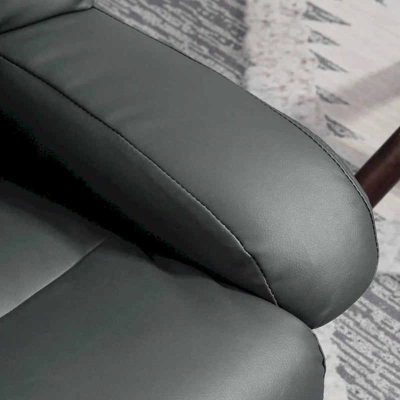Fauteuil inclinable de massage pivotant à 360° en similicuir gris/bleu avec pouf – 1 place