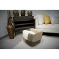 Pouf Ottoman Marron Moyen Fait Main en Laine et Coton - 1 place