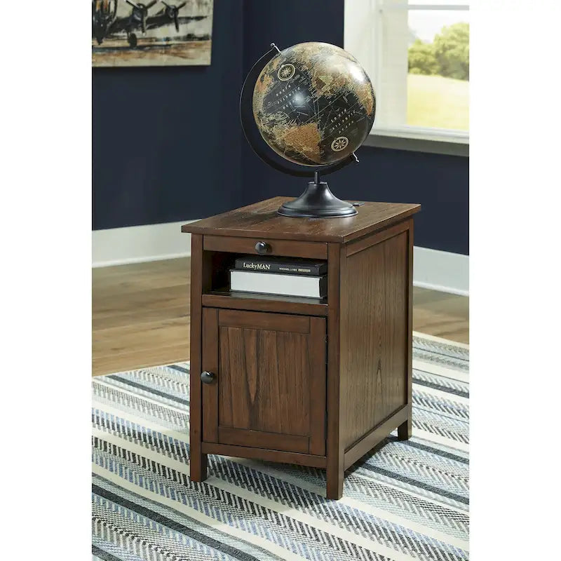 Table d'appoint de chevet de style shaker avec chargement USB anthracite/marron/blanc antique/vert sarcelle/noir