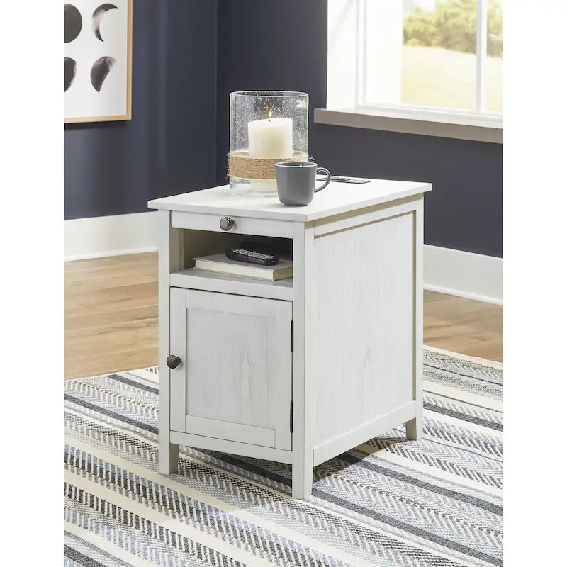 Table d'appoint de chevet de style shaker avec chargement USB anthracite/marron/blanc antique/vert sarcelle/noir
