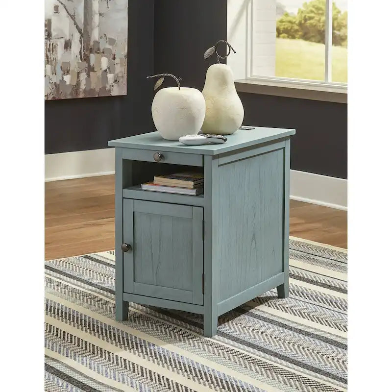 Table d'appoint de chevet de style shaker avec chargement USB anthracite/marron/blanc antique/vert sarcelle/noir