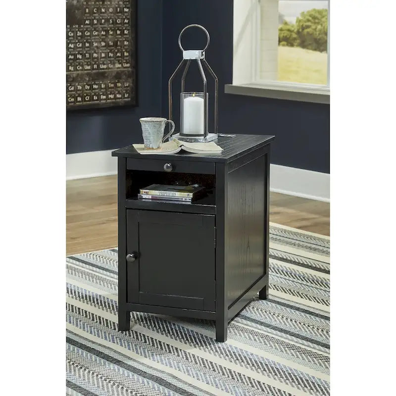 Table d'appoint de chevet de style shaker avec chargement USB anthracite/marron/blanc antique/vert sarcelle/noir
