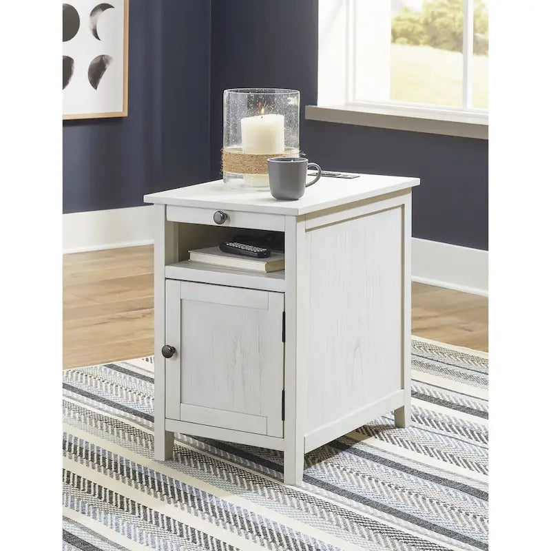 Table d'appoint de chevet de style shaker avec chargement USB anthracite/marron/blanc antique/vert sarcelle/noir