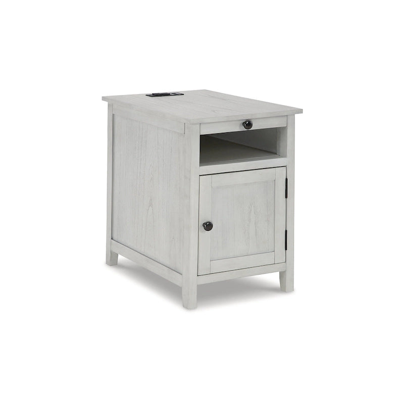 Table d'appoint de chevet de style shaker avec chargement USB anthracite/marron/blanc antique/vert sarcelle/noir