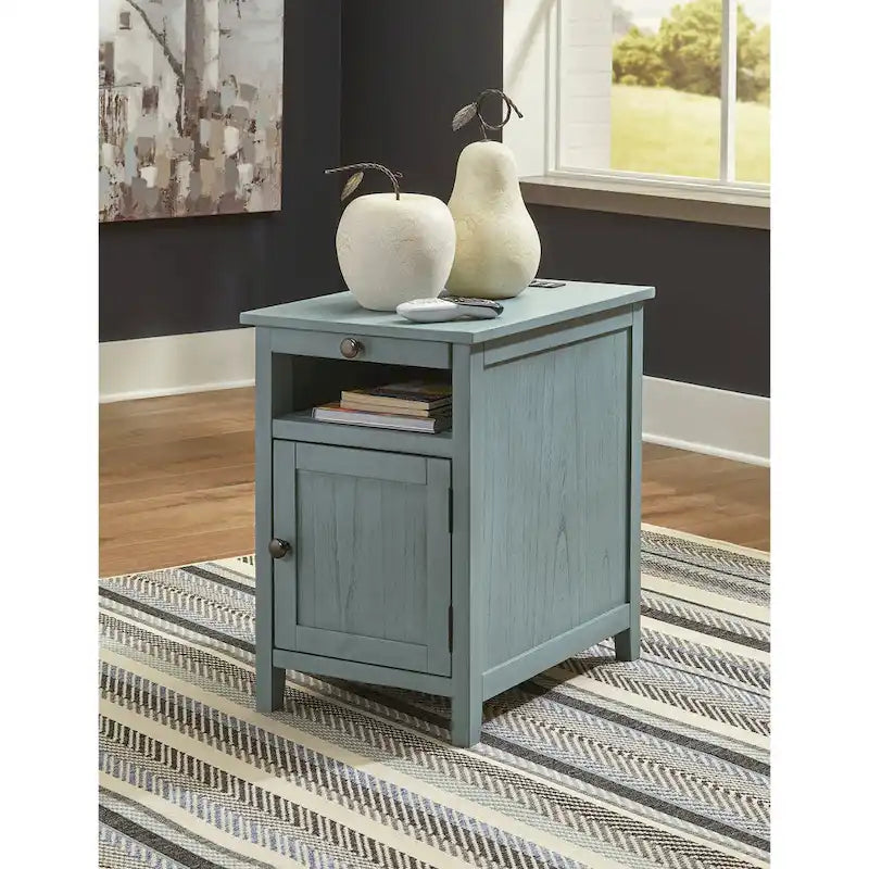 Table d'appoint de chevet de style shaker avec chargement USB anthracite/marron/blanc antique/vert sarcelle/noir