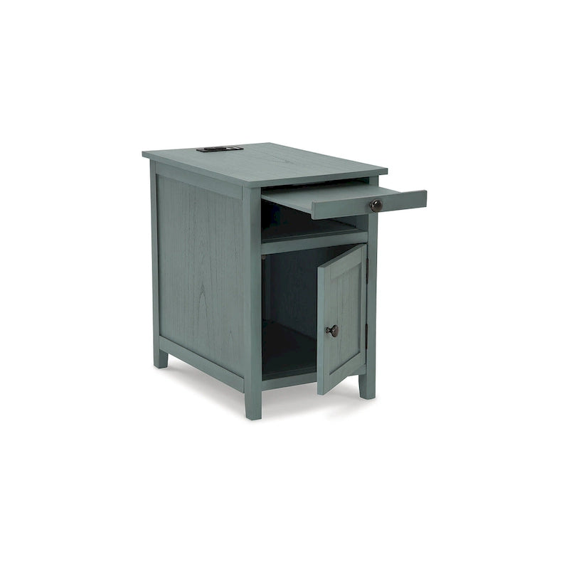 Table d'appoint de chevet de style shaker avec chargement USB anthracite/marron/blanc antique/vert sarcelle/noir