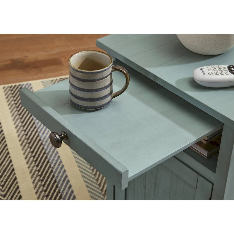 Table d'appoint de chevet de style shaker avec chargement USB anthracite/marron/blanc antique/vert sarcelle/noir