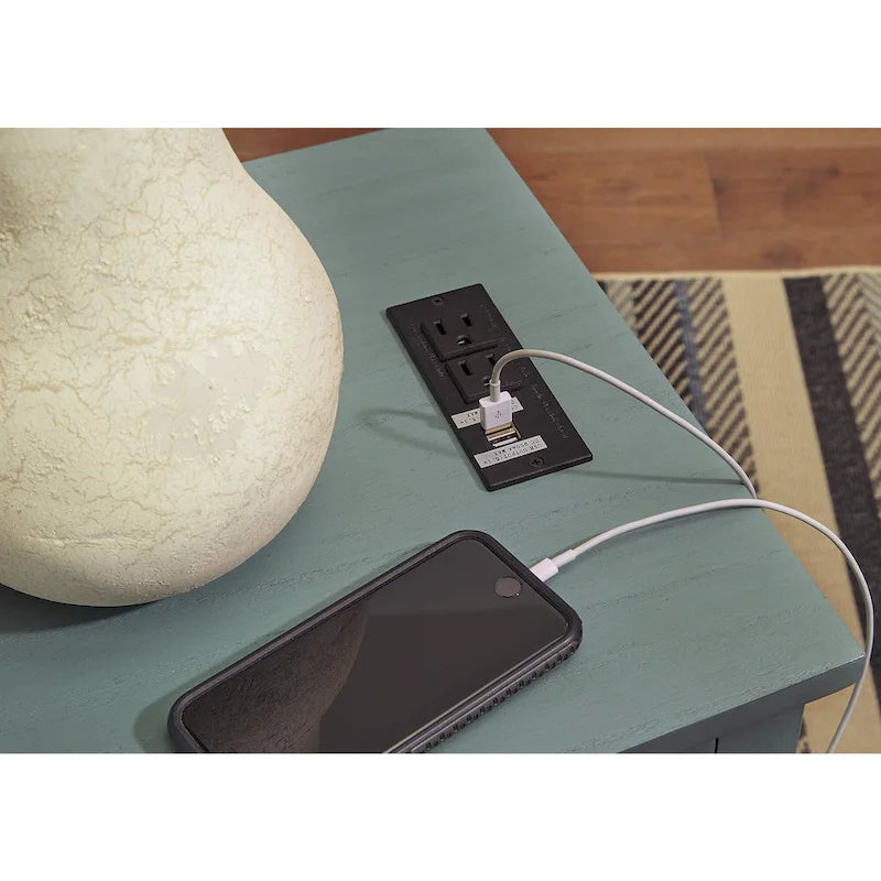 Table d'appoint de chevet de style shaker avec chargement USB anthracite/marron/blanc antique/vert sarcelle/noir