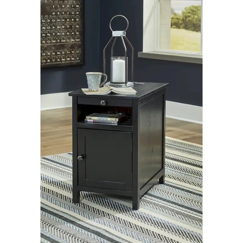 Table d'appoint de chevet de style shaker avec chargement USB anthracite/marron/blanc antique/vert sarcelle/noir