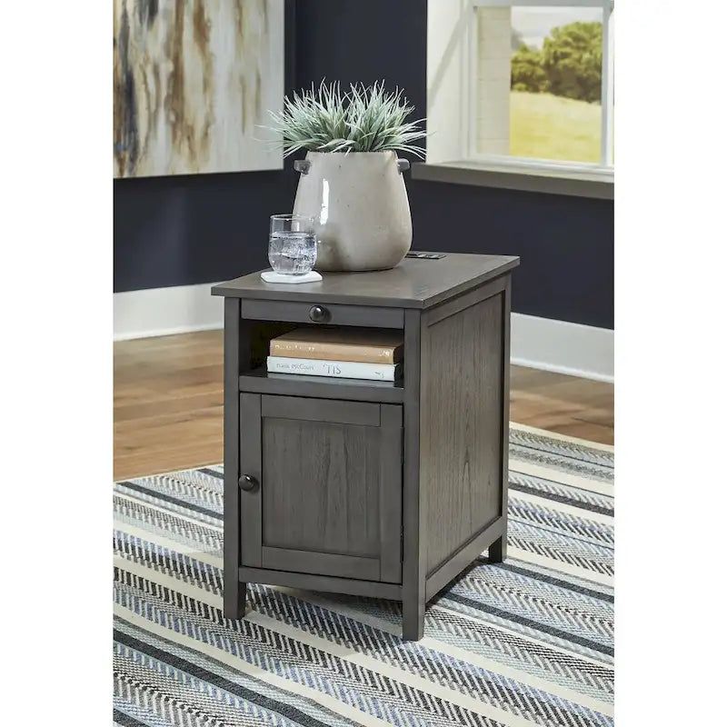 Table d'appoint de chevet de style shaker avec chargement USB anthracite/marron/blanc antique/vert sarcelle/noir