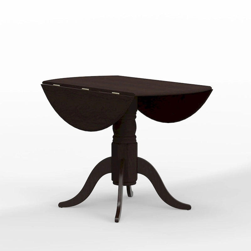 Table de salle à manger ronde à rallonges escamotables pour 4 personnes, coloris blanc/naturel, noir, noyer foncé ou blanc.
