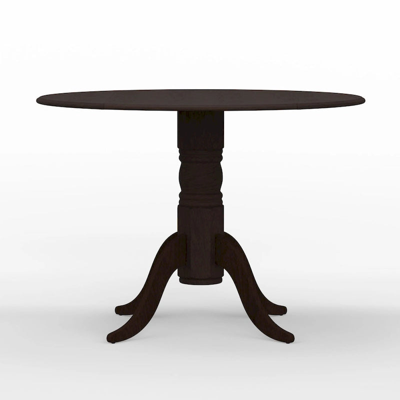 Table de salle à manger ronde à rallonges escamotables pour 4 personnes, coloris blanc/naturel, noir, noyer foncé ou blanc.