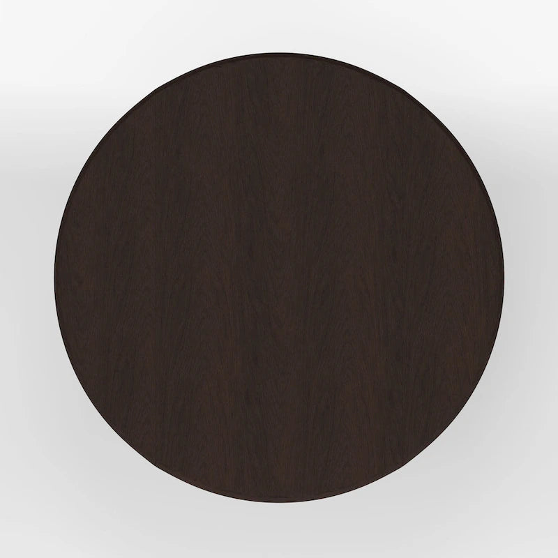 Table de salle à manger ronde à rallonges escamotables pour 4 personnes, coloris blanc/naturel, noir, noyer foncé ou blanc.