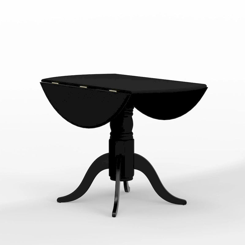 Table de salle à manger ronde à rallonges escamotables pour 4 personnes, coloris blanc/naturel, noir, noyer foncé ou blanc.