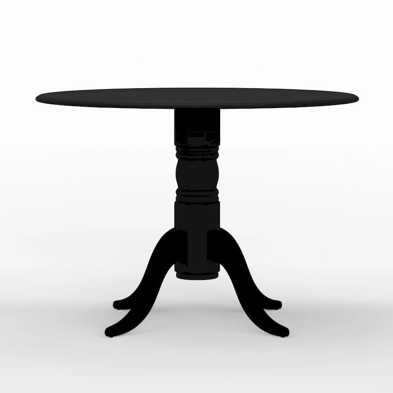 Table de salle à manger ronde à rallonges escamotables pour 4 personnes, coloris blanc/naturel, noir, noyer foncé ou blanc.