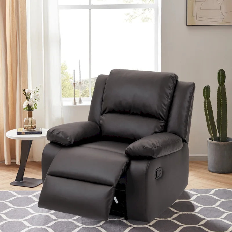 Fauteuil inclinable manuel à dossier inclinable en simili cuir/velours multicolore avec coussins à ressorts ensachés - 1 place