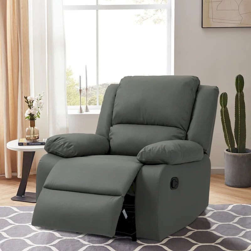 Fauteuil inclinable manuel à dossier inclinable en simili cuir/velours multicolore avec coussins à ressorts ensachés - 1 place