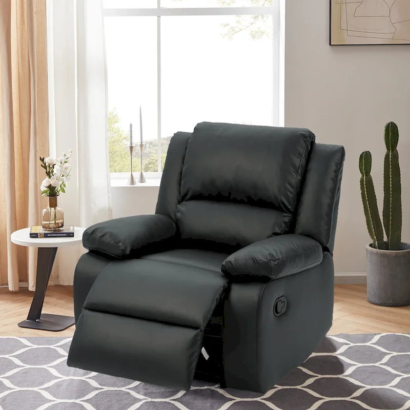 Fauteuil inclinable manuel à dossier inclinable en simili cuir/velours multicolore avec coussins à ressorts ensachés - 1 place