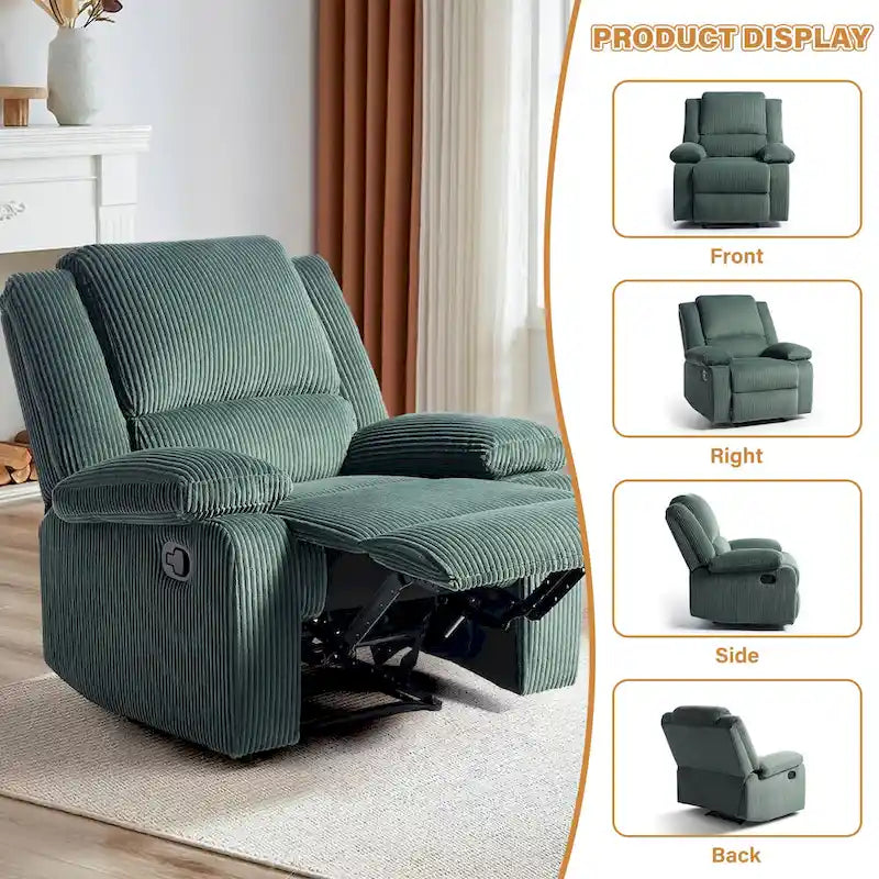 Fauteuil inclinable manuel à dossier inclinable en simili cuir/velours multicolore avec coussins à ressorts ensachés - 1 place