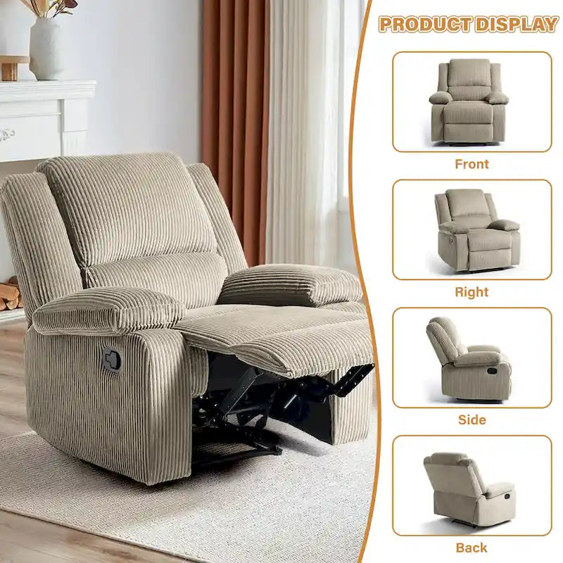 Fauteuil inclinable manuel à dossier inclinable en simili cuir/velours multicolore avec coussins à ressorts ensachés - 1 place