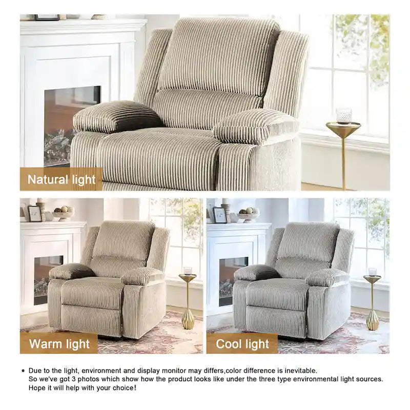 Fauteuil inclinable manuel à dossier inclinable en simili cuir/velours multicolore avec coussins à ressorts ensachés - 1 place