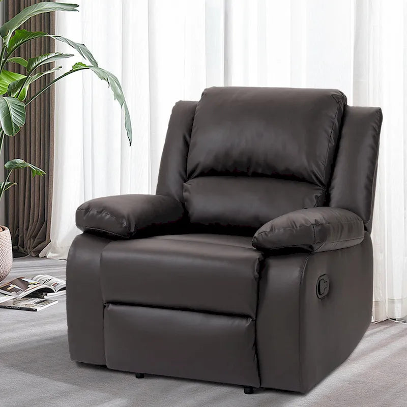Fauteuil inclinable manuel à dossier inclinable en simili cuir/velours multicolore avec coussins à ressorts ensachés - 1 place