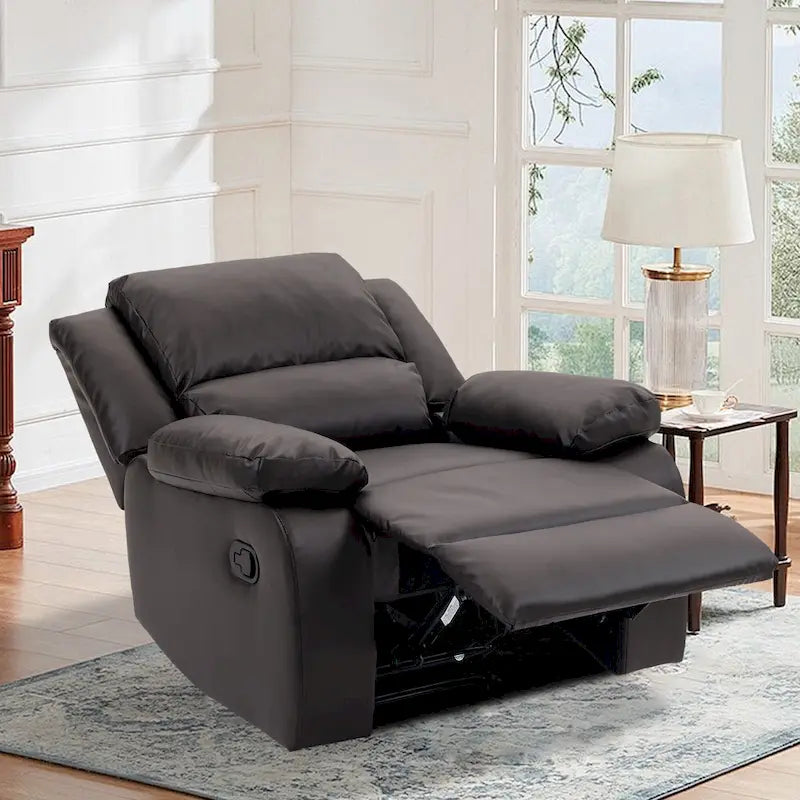 Fauteuil inclinable manuel à dossier inclinable en simili cuir/velours multicolore avec coussins à ressorts ensachés - 1 place