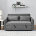 Canapé-lit Causeuse Velours Gris / Bleu / Noir avec Dossier 3 Positions et 2 Oreillers - 2 Places