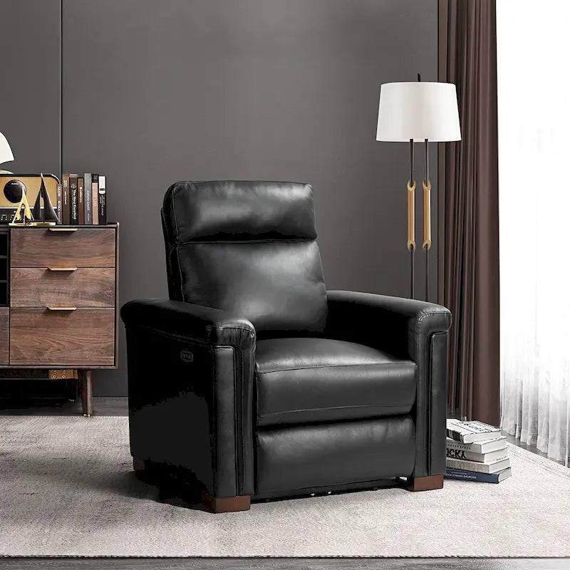 Fauteuil inclinable électrique en cuir véritable multicolore avec port USB et repose-pieds escamotable - 1 place