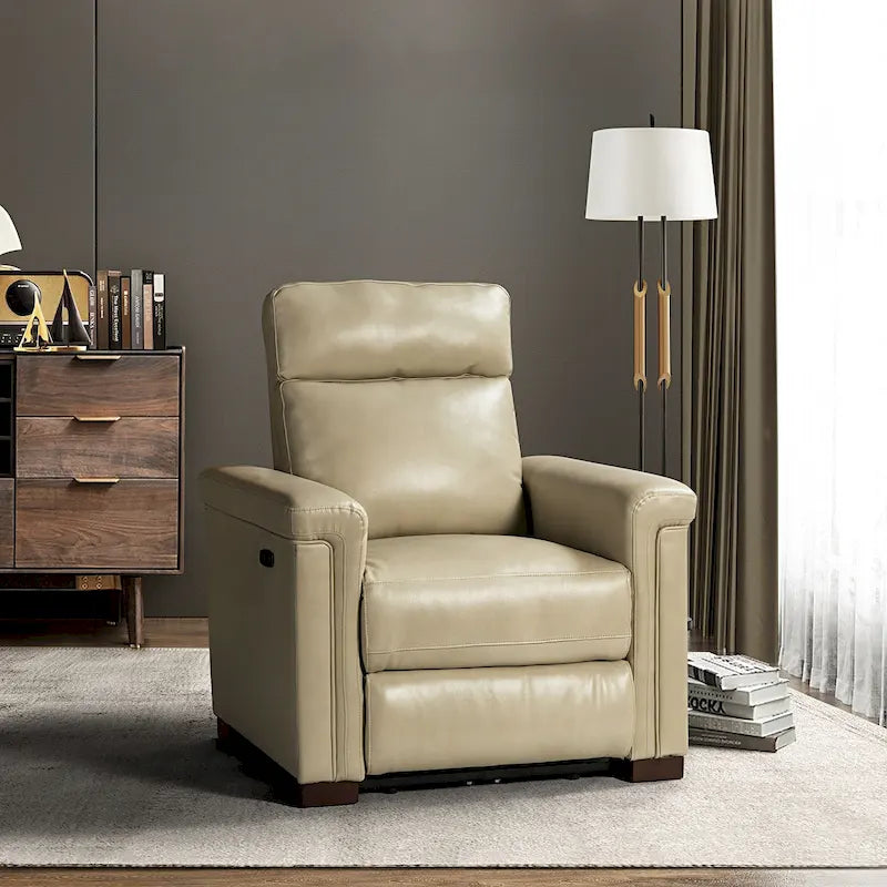 Fauteuil inclinable électrique en cuir véritable multicolore avec port USB et repose-pieds escamotable - 1 place